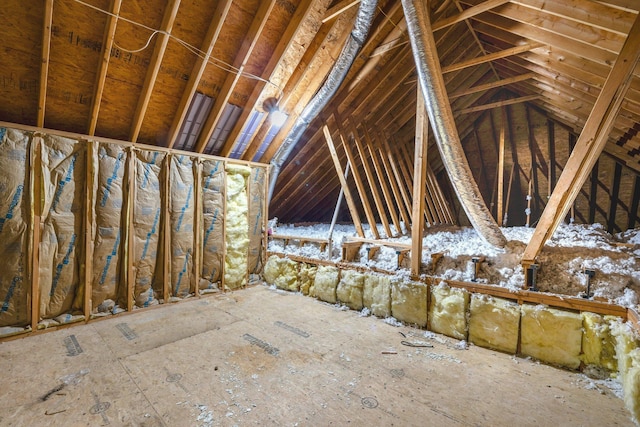 view of unfinished attic