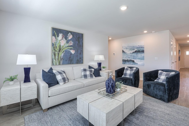 living room with hardwood / wood-style floors