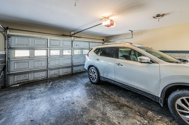 garage with a garage door opener