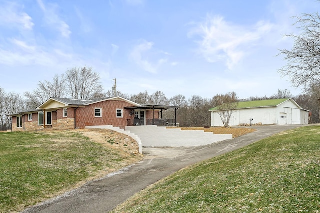 view of property exterior with a lawn