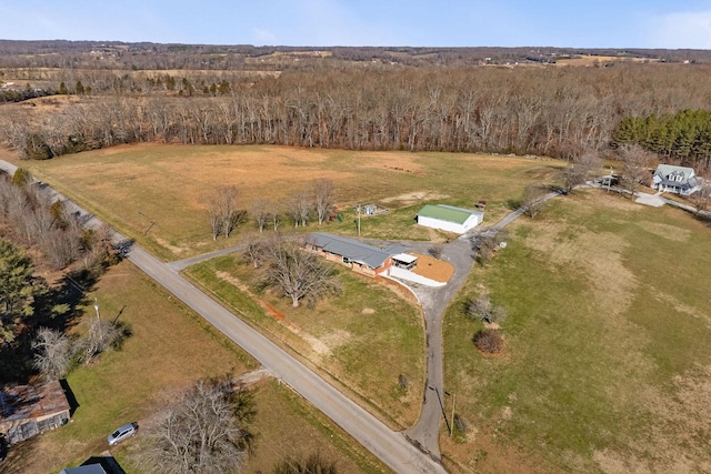 aerial view featuring a rural view