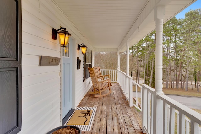 deck with covered porch