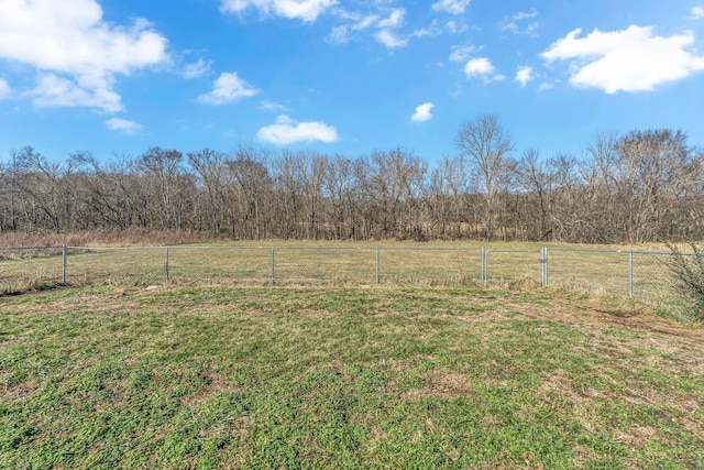 view of yard with a rural view and fence