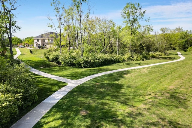 view of home's community with a lawn