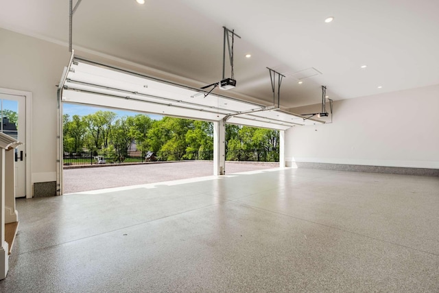 garage with a garage door opener