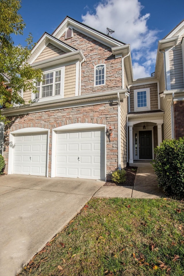 view of property with a garage