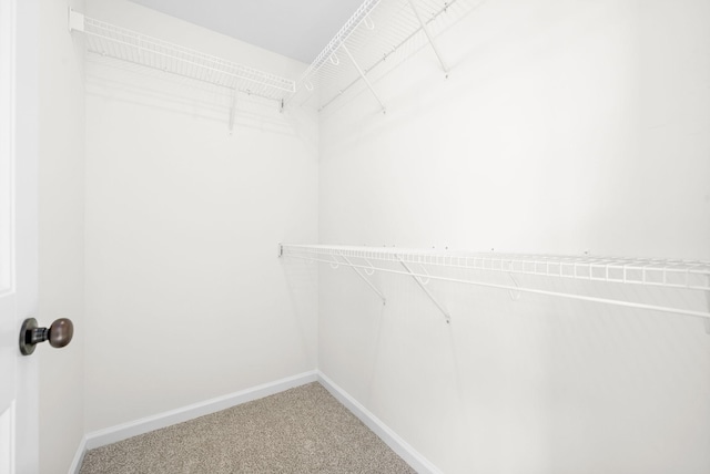 walk in closet with carpet