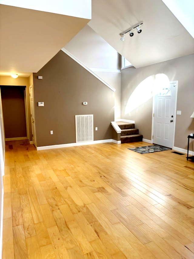 interior space with light hardwood / wood-style floors