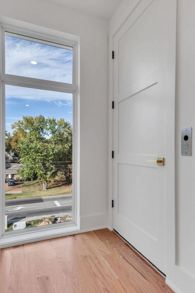 doorway to outside featuring light hardwood / wood-style floors