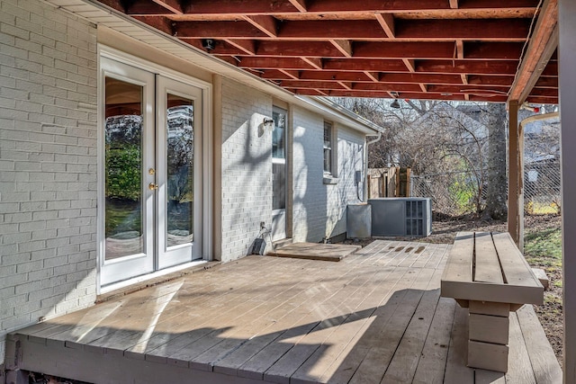 deck featuring french doors