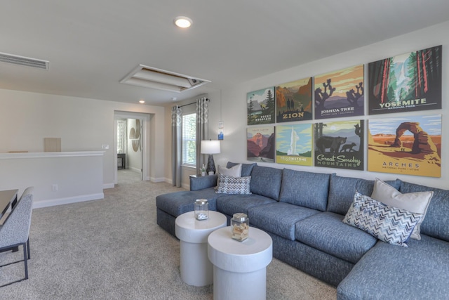 living room featuring carpet