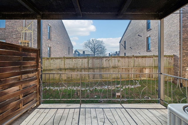 wooden terrace featuring central AC