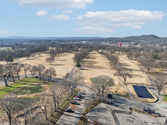 bird's eye view featuring a mountain view and a rural view