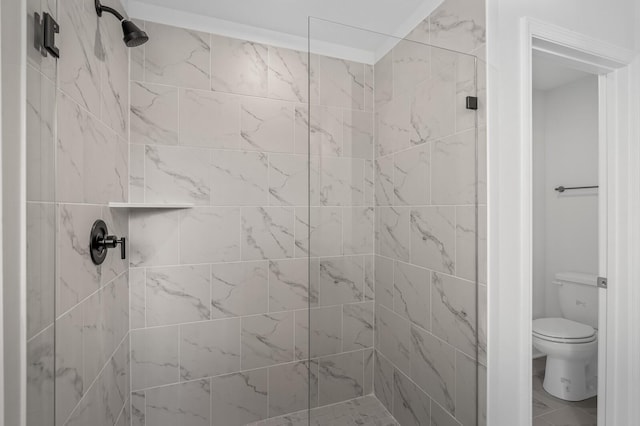 bathroom featuring toilet and tiled shower