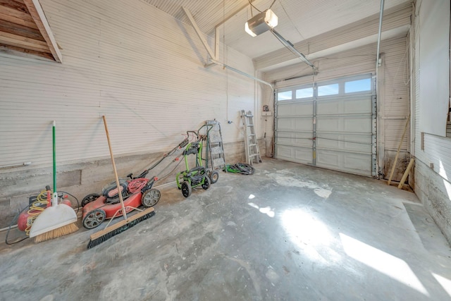 garage with a garage door opener