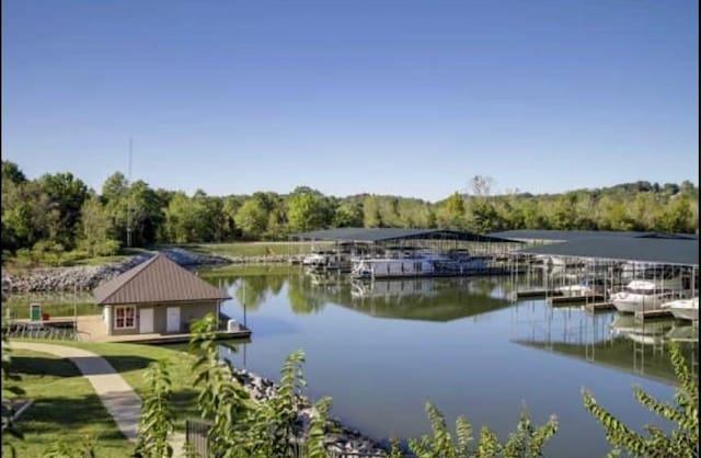 exterior space with a boat dock