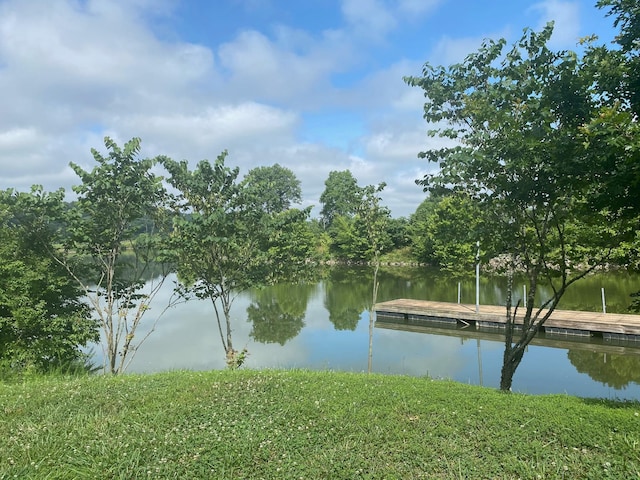 view of water feature with a boat dock