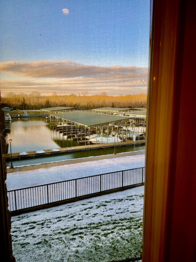 water view with a dock