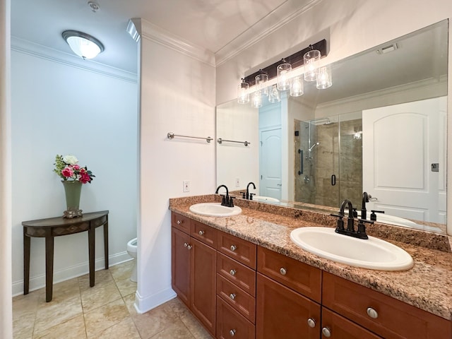 400 Warioto Way Unit 206, Ashland City, TN 37015 - bathroom with a sink, toilet, crown molding, and a shower stall