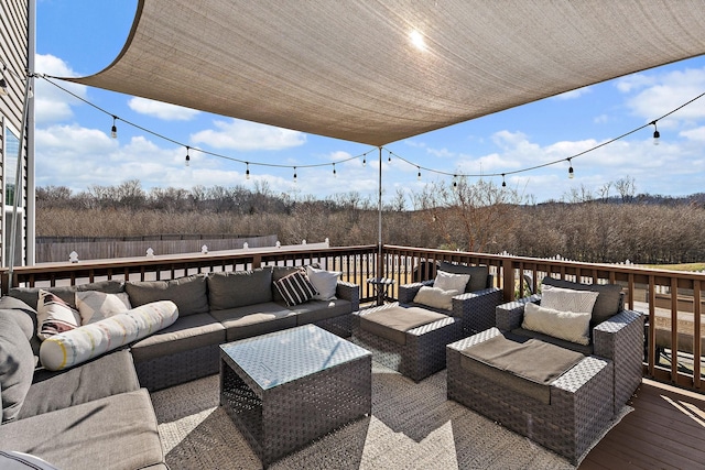 deck with an outdoor hangout area