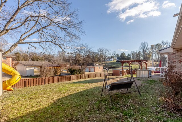 view of yard with a pergola