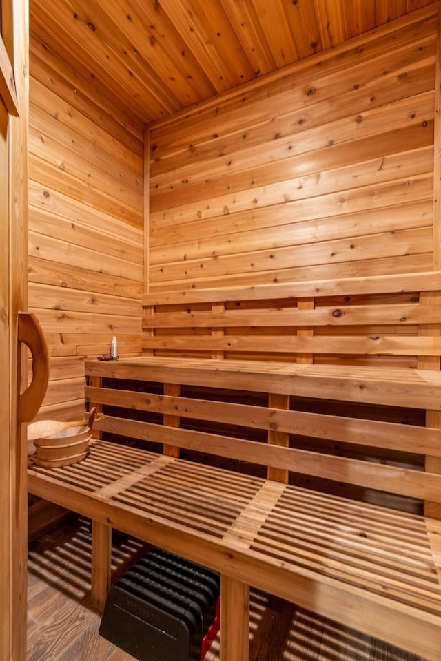 view of sauna / steam room featuring hardwood / wood-style floors