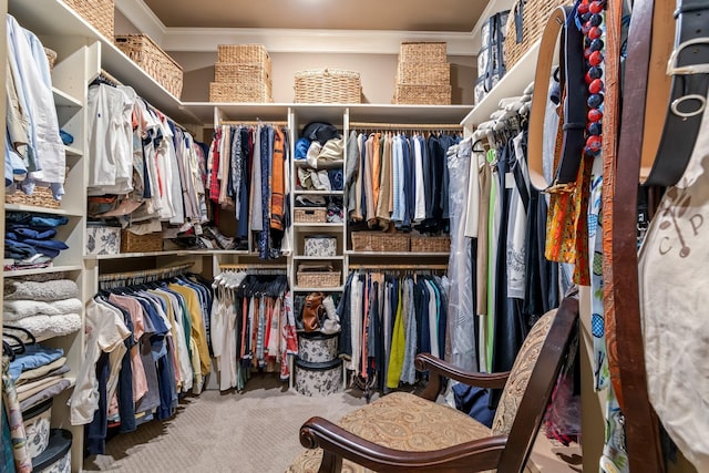 spacious closet with carpet flooring