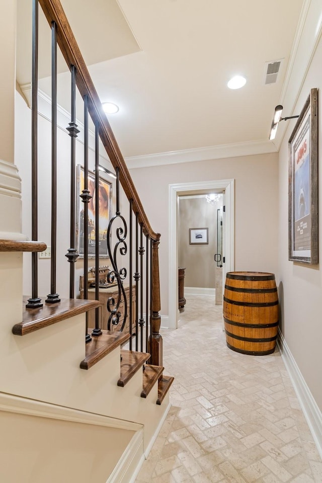 interior space featuring crown molding