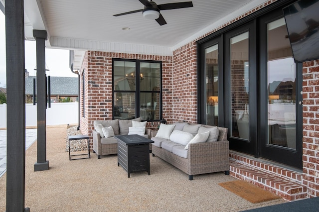 view of patio / terrace featuring outdoor lounge area and ceiling fan