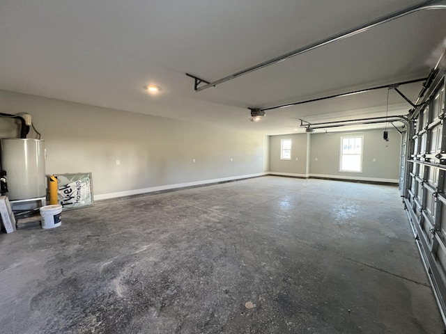 garage featuring water heater