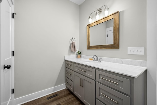 bathroom featuring wood-type flooring and vanity