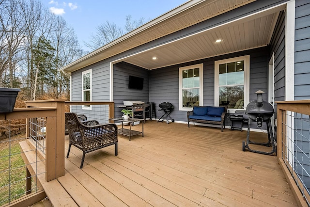 deck featuring an outdoor hangout area