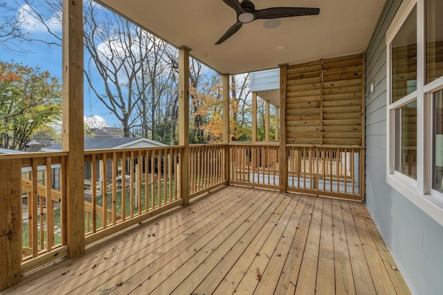 wooden terrace with ceiling fan