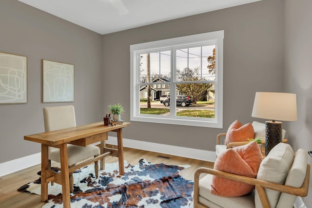 home office featuring wood-type flooring