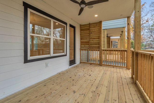 deck featuring ceiling fan