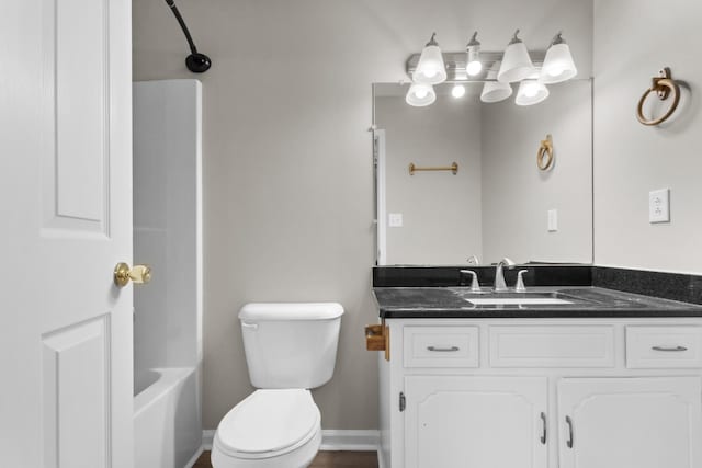 full bathroom featuring vanity, shower / bath combination, and toilet