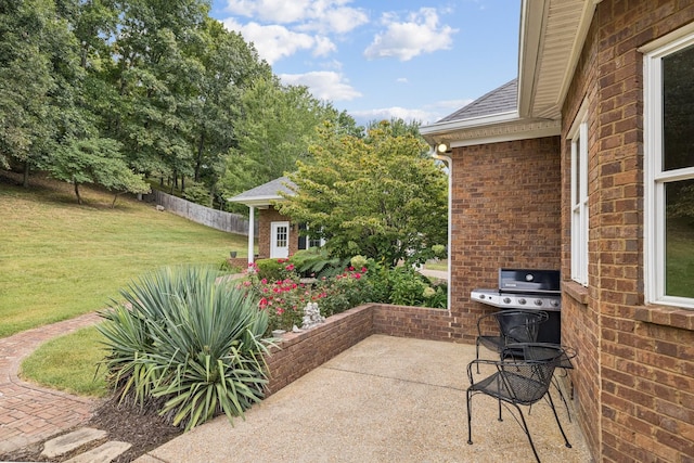 view of patio / terrace with a grill