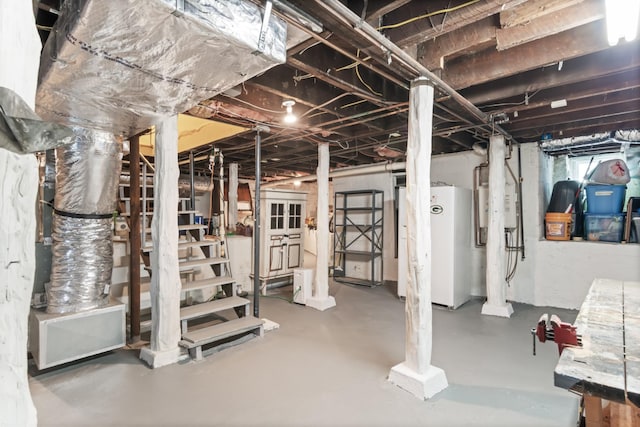 basement featuring white fridge