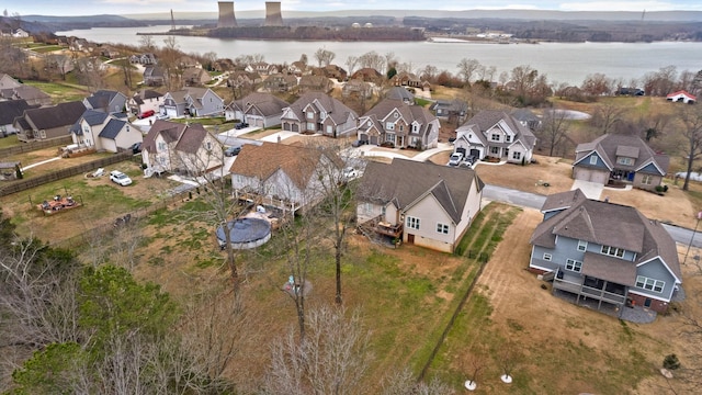 bird's eye view featuring a water view