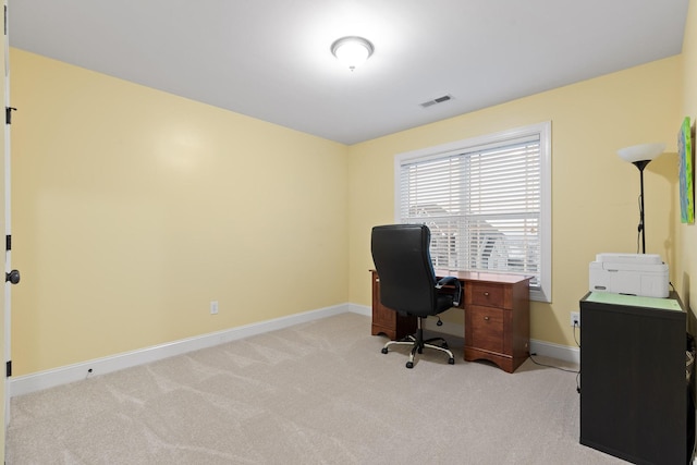 view of carpeted office space