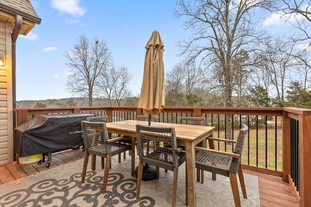 deck featuring grilling area