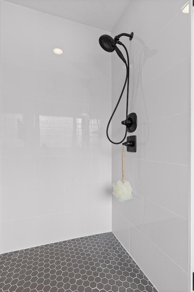 interior details featuring tiled shower