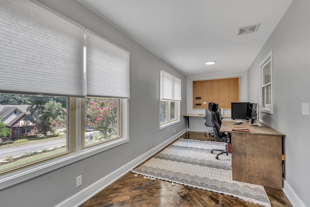 office area featuring wood-type flooring