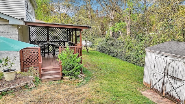 view of yard with a deck