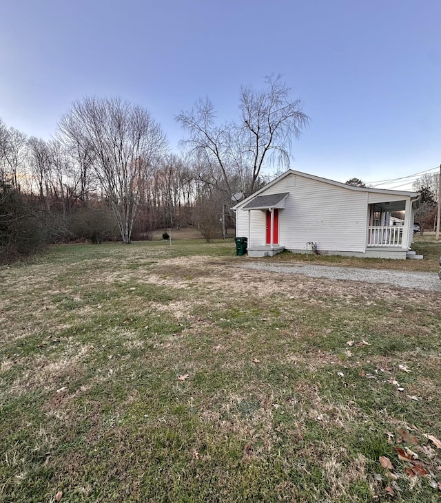 view of yard with a porch