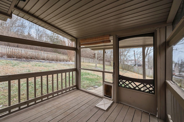 view of unfurnished sunroom