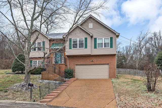 raised ranch featuring a garage