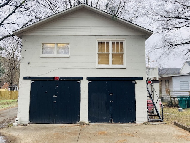 exterior space featuring a garage