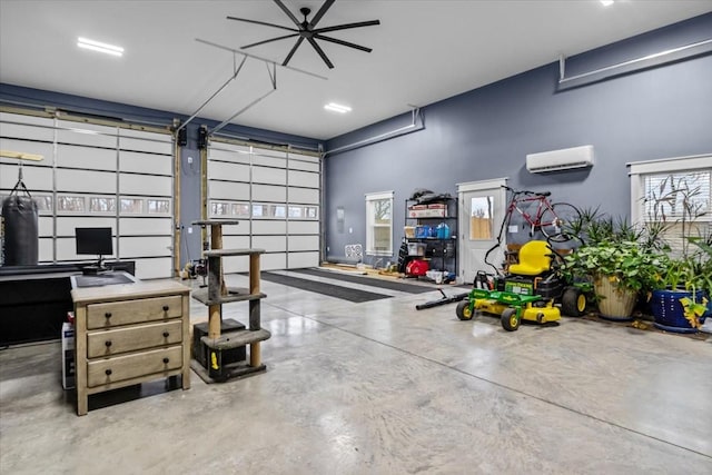 garage featuring a wall mounted air conditioner