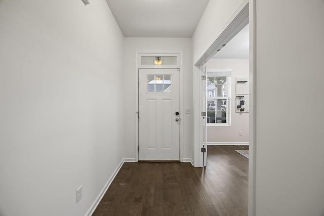 foyer with dark wood-type flooring